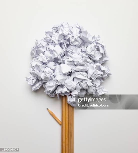 idea tree - paper ball stock pictures, royalty-free photos & images