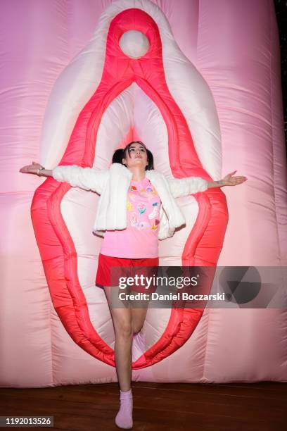 Greta Menchi attends the Desigual X Miranda Makaroff sexhibition cocktail party during Art Basel Miami Beach 2019 at Nautilus Hotel on December 04,...