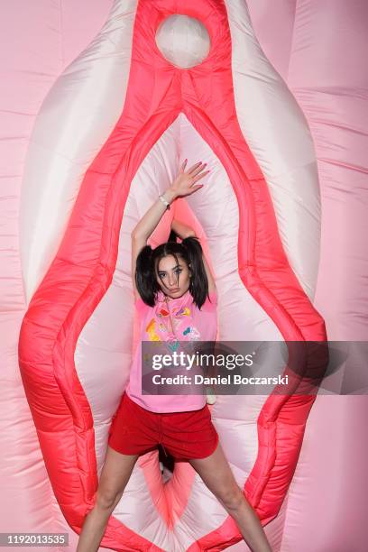 Greta Menchi attends the Desigual X Miranda Makaroff sexhibition cocktail party during Art Basel Miami Beach 2019 at Nautilus Hotel on December 04,...