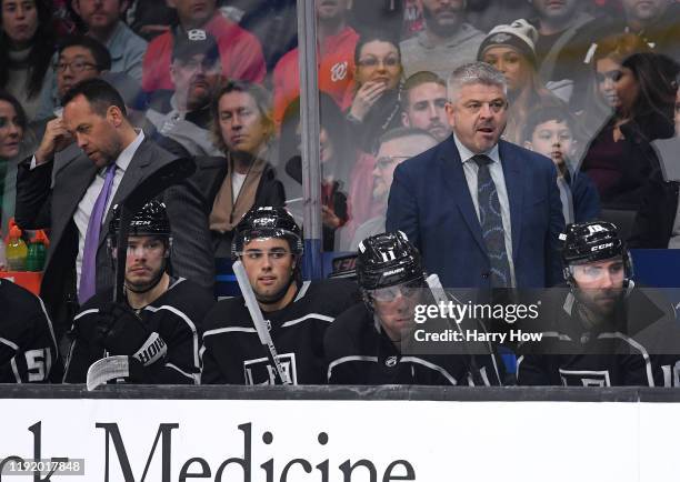 Head coach Todd McLellan of the Los Angeles Kings watches during the third period in a 3-1 Washington Capitals win at Staples Center on December 04,...