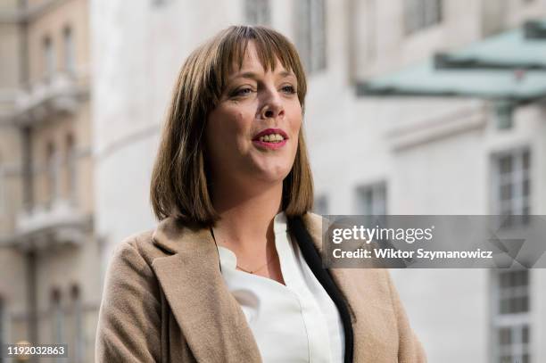 Labour Party MP Jess Phillips speaks to the media outside the BBC Broadcasting House in central London after appearing on The Andrew Marr Show on 05...