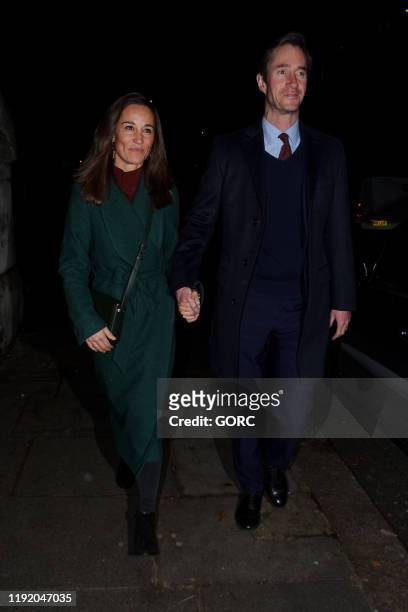 Pippa Middleton and James Matthews seen leaving St. Luke's Church in Chelsea on December 04, 2019 in London, England.