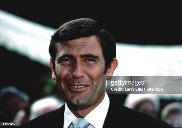 Australian actor George Lazenby during the filming of the James Bond film 'On Her Majesty's Secret Service', 1969.