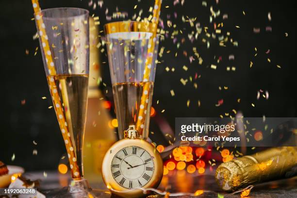 new years party  table setting - new year's eve dinner stock pictures, royalty-free photos & images
