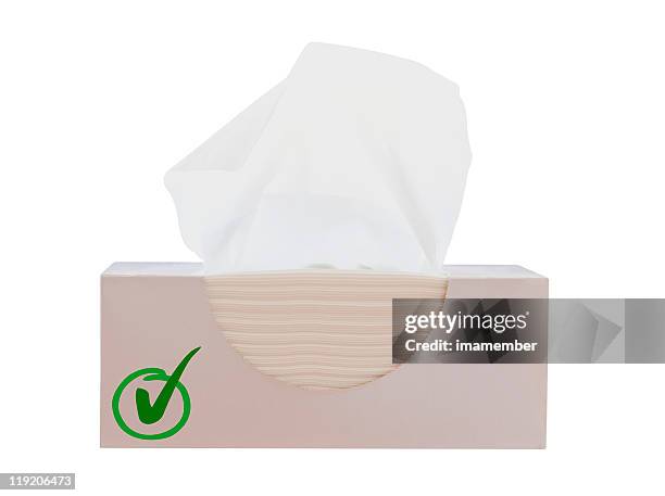 box of tissues isolated on white background - empty tissue box stock pictures, royalty-free photos & images