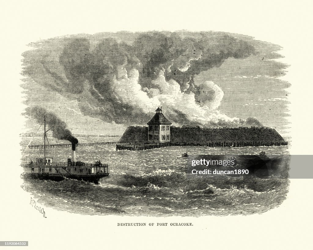 Destruction of Fort Ocracoke, American Civil War, 1861