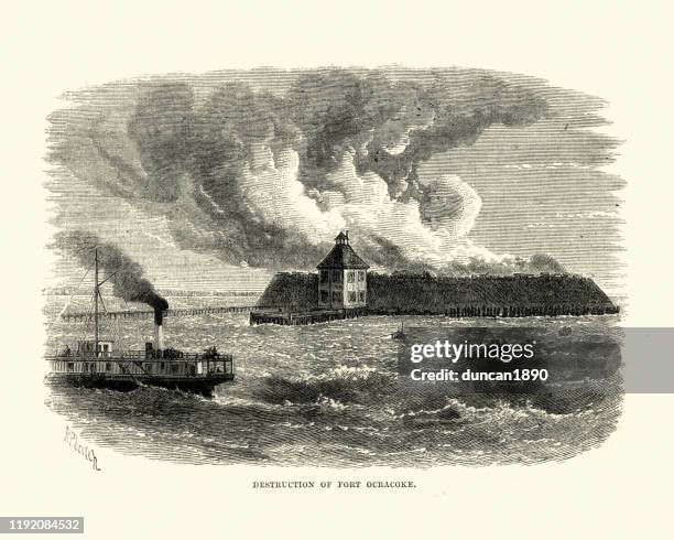 Destruction Of Fort Ocracoke American Civil War 1861 High-Res Vector Graphic