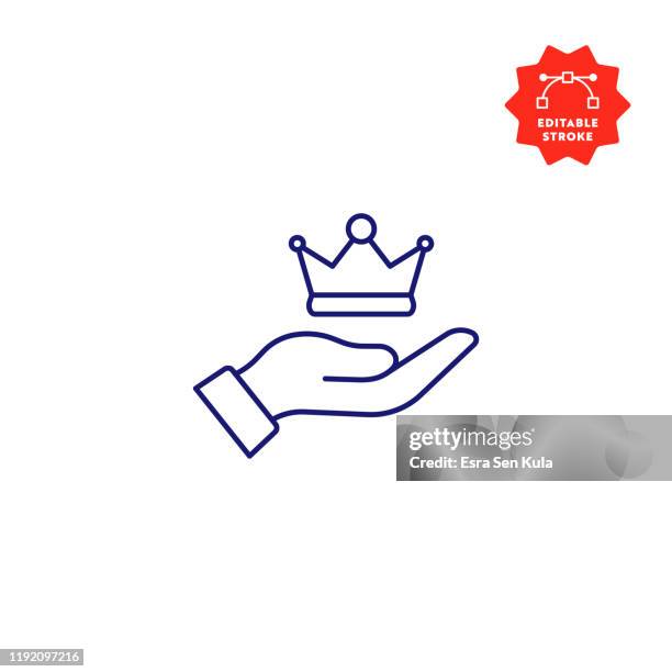 premium content single line icon with editable stroke and pixel perfect. - king logo stock illustrations