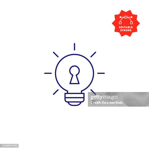 ilustraciones, imágenes clip art, dibujos animados e iconos de stock de icono de una sola línea de idea clave con trazo editable y píxel perfecto. - oportunidad