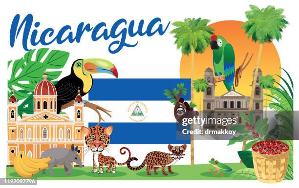 ilustraciones, imágenes clip art, dibujos animados e iconos de stock de nicaragua, managua, leon, masaya, chinandega, matagalpa, esteli, granada, jinotega, el viejo, new guinea, sandino city, juigalpa, tipitapa, bluefields, diriamba, ocotal, puerto cabezas, chichigalpa, rivas, - nicaragua