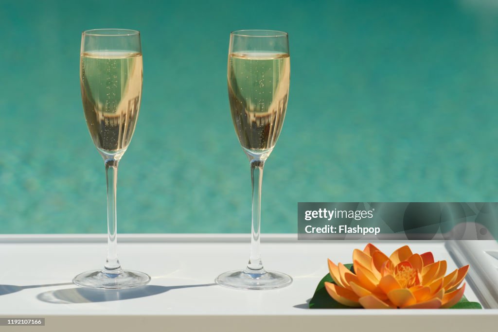 Poolside Champagne (Close Up)