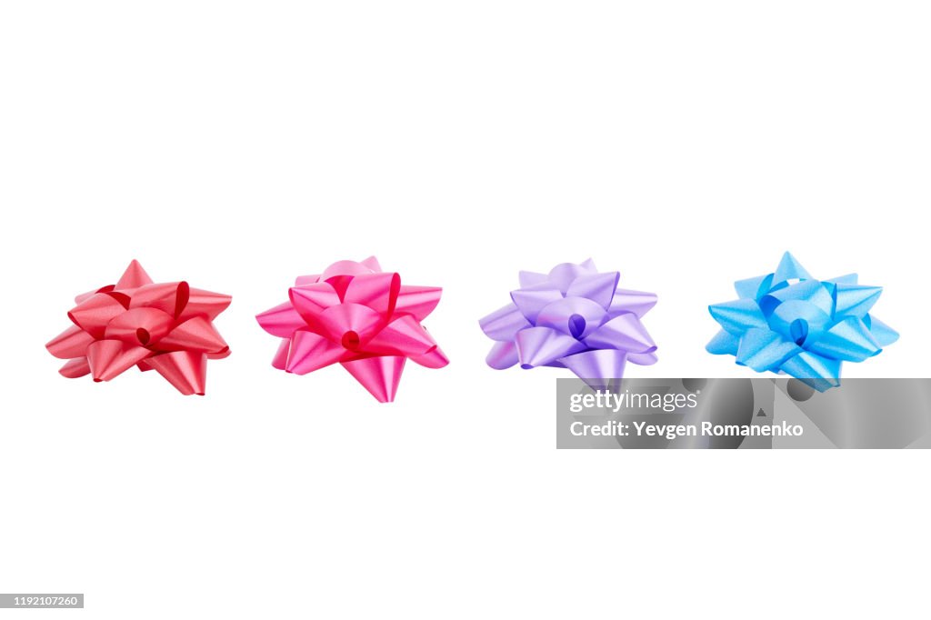 Gift bows in Assorted colours, isolated on white background