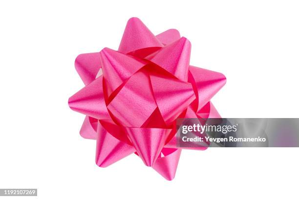 pink gift bow isolated on white background - bow stock pictures, royalty-free photos & images