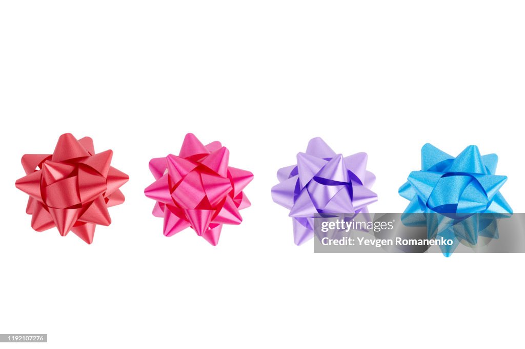 Gift bows in Assorted colours, isolated on white background