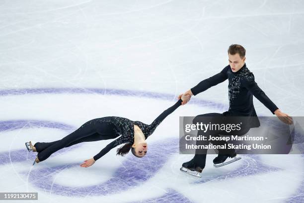 Apollinariia Panfilova and Dmitry Rylov of Russia compete in the Junior Pairs Short Program during the ISU Grand Prix of Figure Skating Final at...