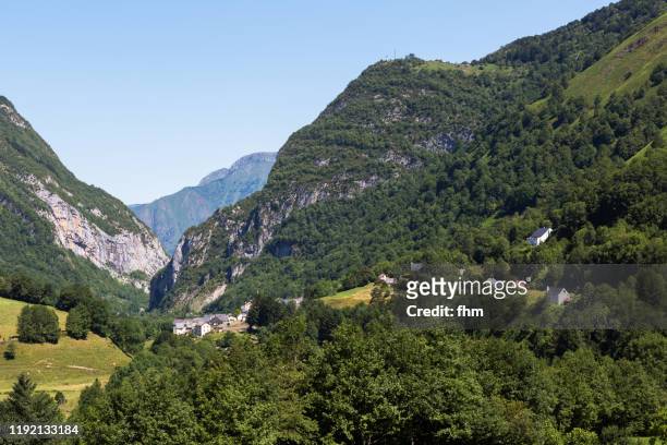 village in the french pyrenees - nature reserve stock pictures, royalty-free photos & images