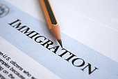Close-up of an immigration form and #2 sharp pencil