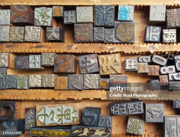 typescript letters seen in a flea market - western script font stock pictures, royalty-free photos & images