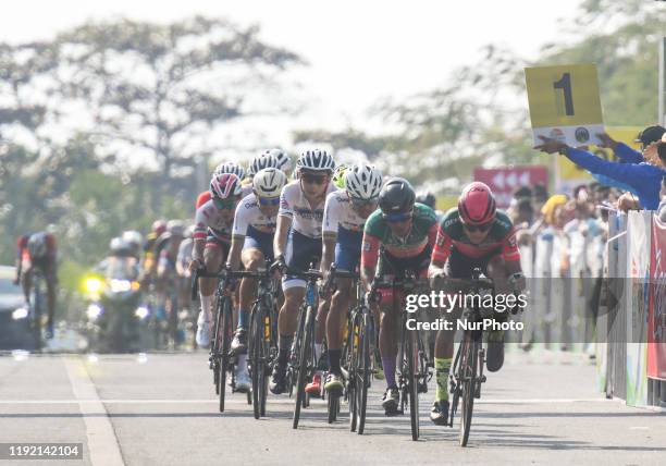 Kim Kenneth KROG of Philippines and 7 Eleven Cliqq - air21 by Roadbike Philippines leads the peloton on the final lap during the third stage of the...