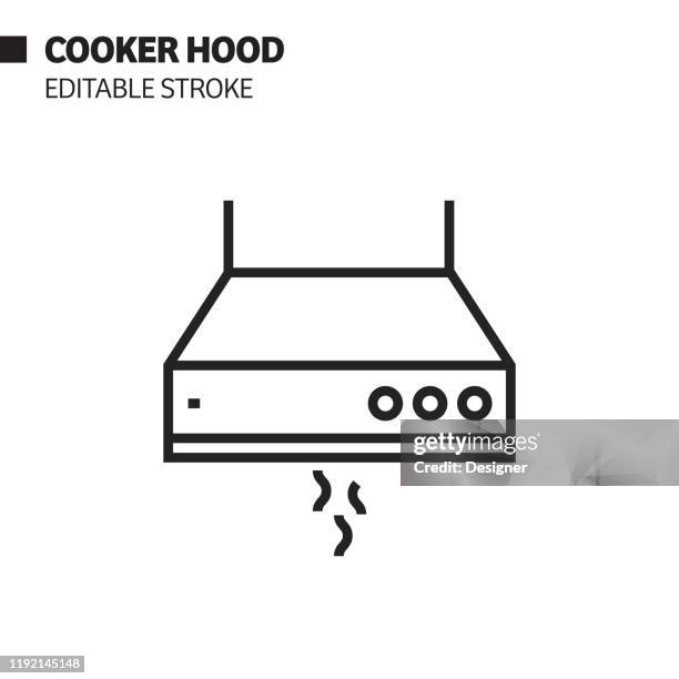 cooker hood line icon, outline vector symbol illustration. pixel perfect, editable stroke. - empty kitchen counter stock illustrations
