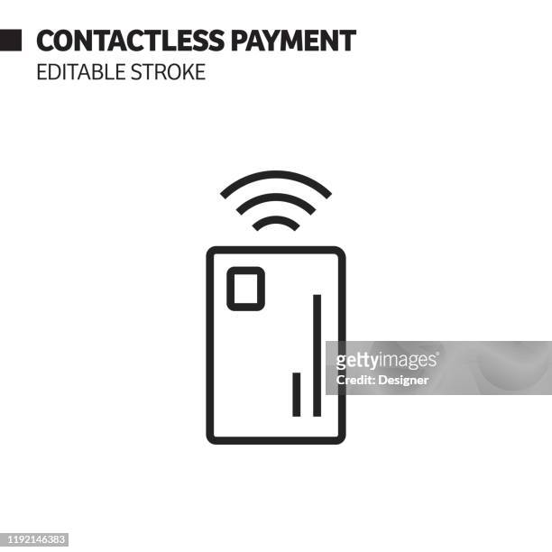 contactless payment line icon, outline vector symbol illustration. pixel perfect, editable stroke. - contactless payment stock illustrations