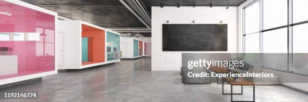 modern office lobby interior - lobby screen stock pictures, royalty-free photos & images