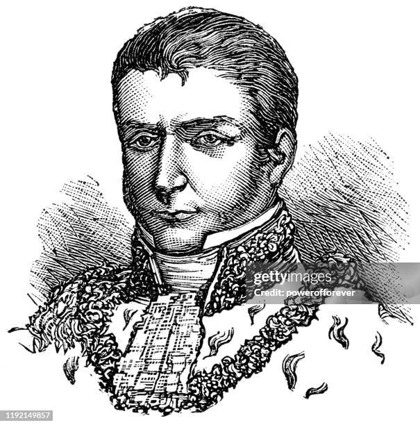 agustin de iturbide, 1. regent des kaiserreichs von mexiko - 19. jahrhundert - first mexican republic stock-grafiken, -clipart, -cartoons und -symbole