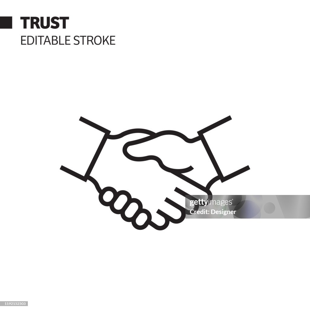 Icona Linea trust, Illustrazione simbolo vettore contorno. Pixel Perfetto, Tratto modificabile.