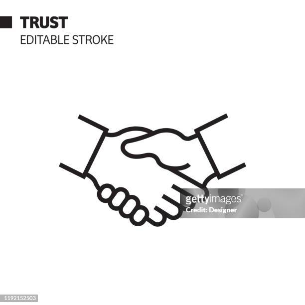 trust line icon, outline vector symbol illustration. pixel perfect, editable stroke. - agreement stock illustrations