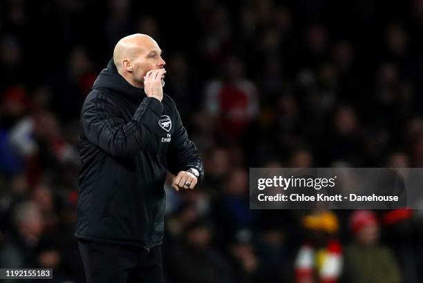 Arsenal interim Manage Freddie Ljungberg during the Premier League match between Arsenal FC and Brighton & Hove Albion at Emirates Stadium on...