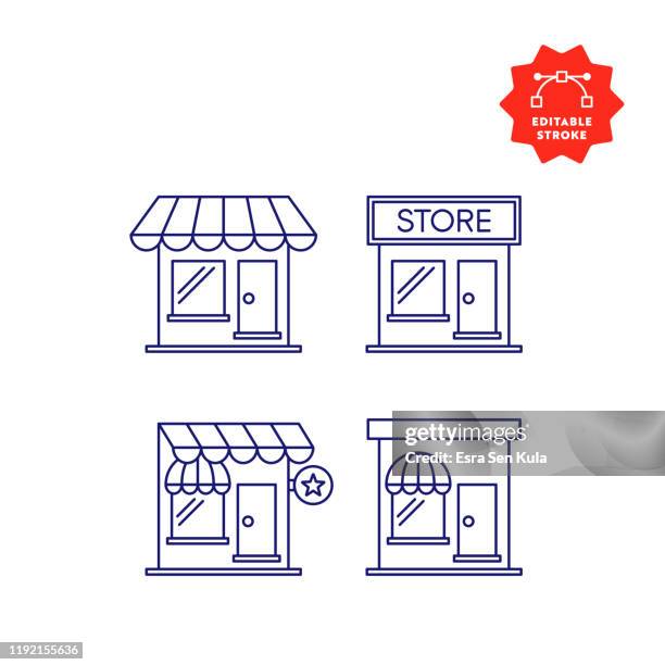 speichern sie liniensymbole mit bearbeitbarem strich und pixel perfect. - delivery company logos stock-grafiken, -clipart, -cartoons und -symbole