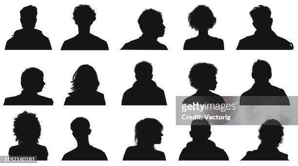 people head silhouettes - silhouette headshot stock illustrations