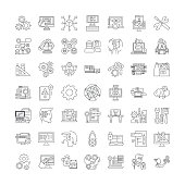 Preferences linear icons, signs, symbols vector line illustration set