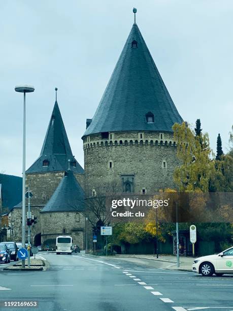 towers at the city gate in goslar, germany - goslar stock pictures, royalty-free photos & images