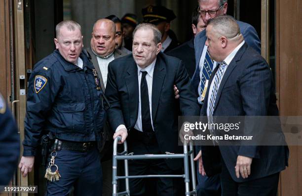 Harvey Weinstein leaves from the court on January 6, 2020 in New York City. Weinstein, a movie producer whose alleged sexual misconduct helped spark...