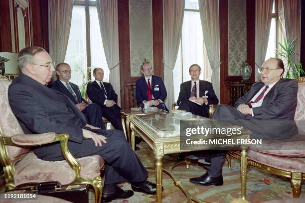 West German Minister of Foreign Affairs of the Soviet Union Hans-Dietrich Genscher meets Minister of Foreign Affairs of Poland Krzysztof Skubiszewski...