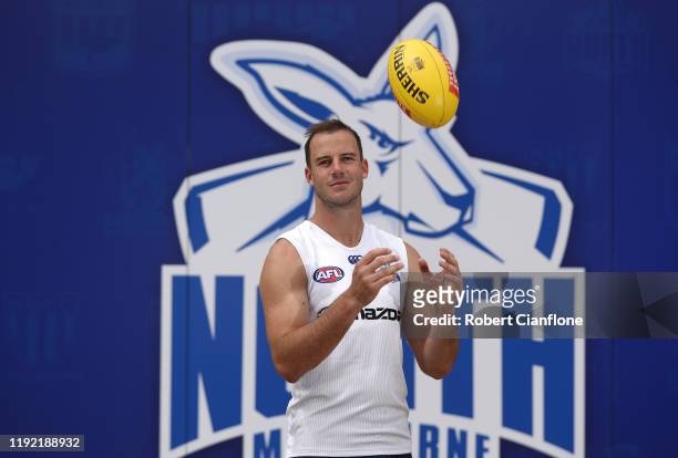 North Melbourne’s new recruit Josh Walker, poses during a North Melbourne Kangaroos AFL training session at Arden Street Ground on December 06, 2019...