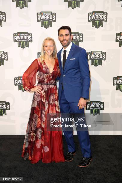 Aric Almirola and his wife Janice attend the Monster Energy NASCAR Cup Series Awards at Music City Center on December 05, 2019 in Nashville,...