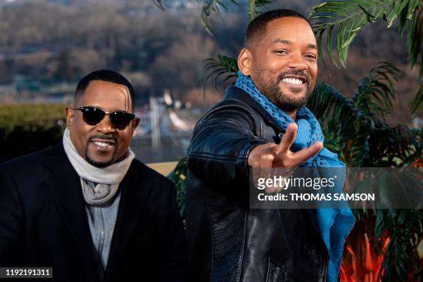 Actors Will Smith and Martin Lawrence pose at the 'Bad Boys For Life' launching photocall in Paris, on January 06, 2020.