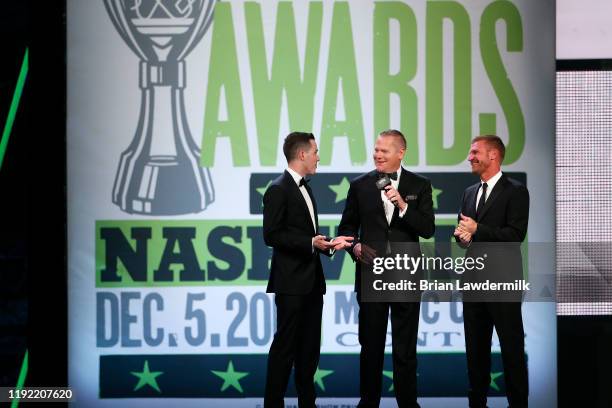 Clint Bowyer and Alex Bowman attend the Monster Energy NASCAR Cup Series Awards at Music City Center on December 05, 2019 in Nashville, Tennessee.