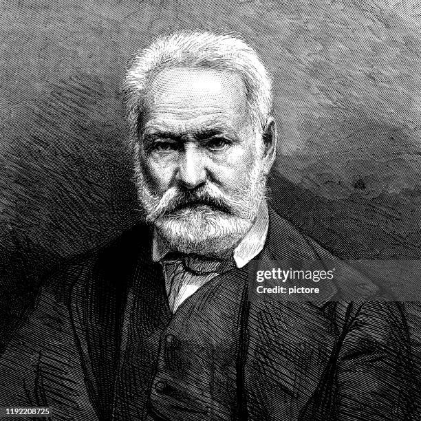 stockillustraties, clipart, cartoons en iconen met victor hugo (1802-1885) - roem