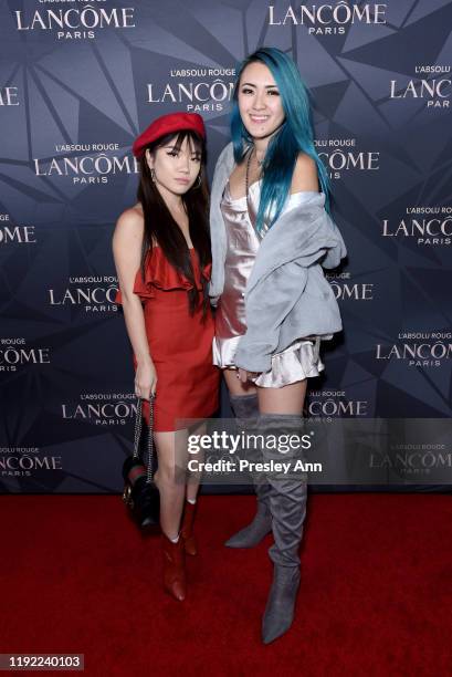 Mary Cake and Celine Linarte attend Lancôme x Vogue L'Absolu Ruby Holiday Event at Raspoutine on December 05, 2019 in West Hollywood, California.