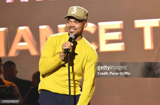 Rapper Chance The Rapper speaks onstage during 2019 Urban One Honors at MGM National Harbor on December 05, 2019 in Oxon Hill, Maryland.