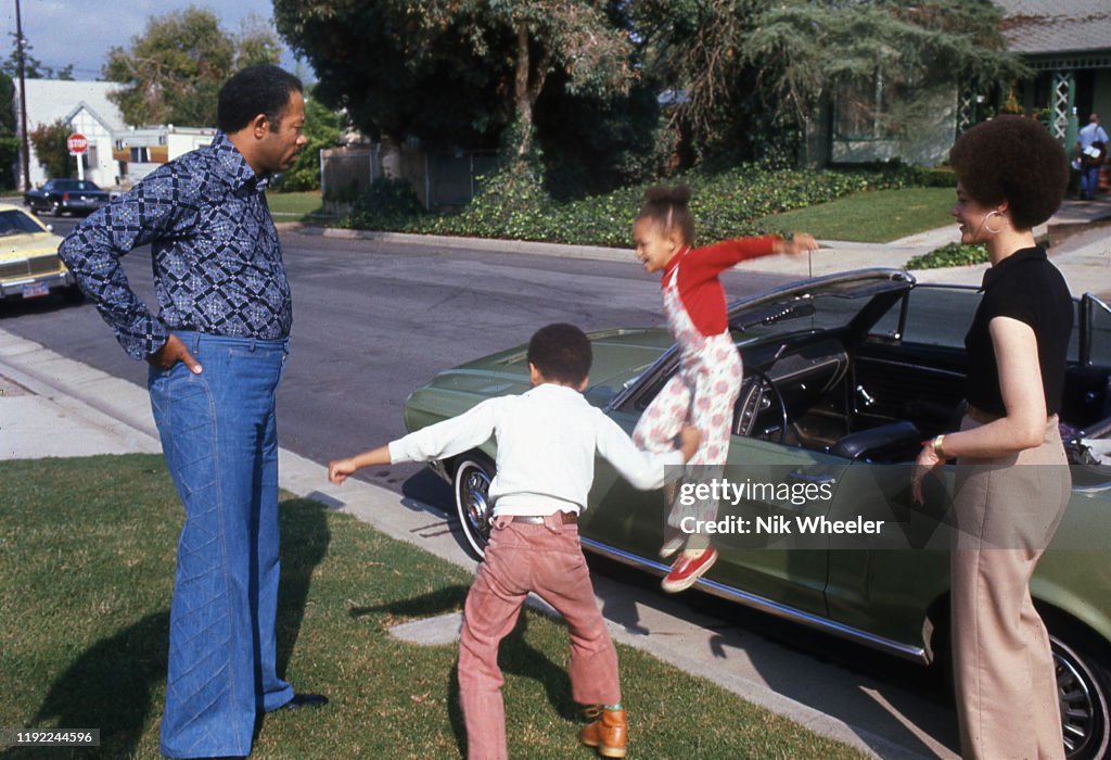 Black Panther Eldridge Cleaver and Wife Kathleen Play with their Children in Altadena California in 1977