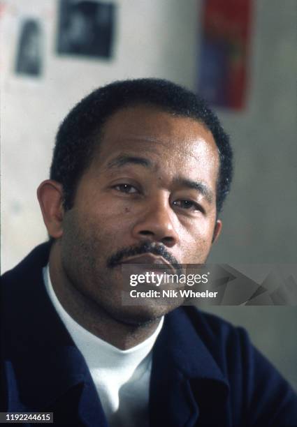 Portrait of Black Panther and author of "Soul on Ice" Eldridge Cleaver while he was a fugitive from the US Government in Paris circa 1975;