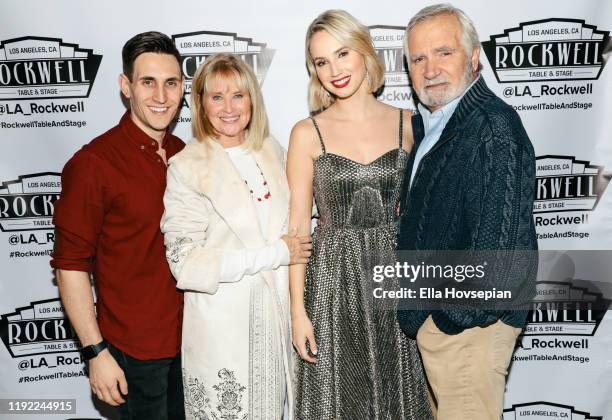 Molly McCook and John Krause with John McCook and Laurette Spang at Rockwell Table and Stage on December 05, 2019 in Los Angeles, California.