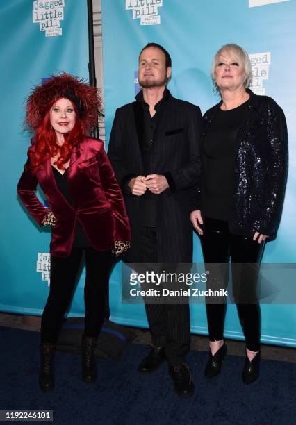 Kate Pierson, Keith Strickland and Cindy Wilson of the B-52's attend the opening night of the broadway show "Jagged Little Pill' at Broadhurst...