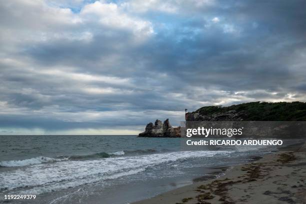 Popular tourist landmark Punta Ventana, is destroyed after a 5.8-magnitude earthquake in Guayanilla, Puerto Rico on January 6, 2020. 8-magnitude...