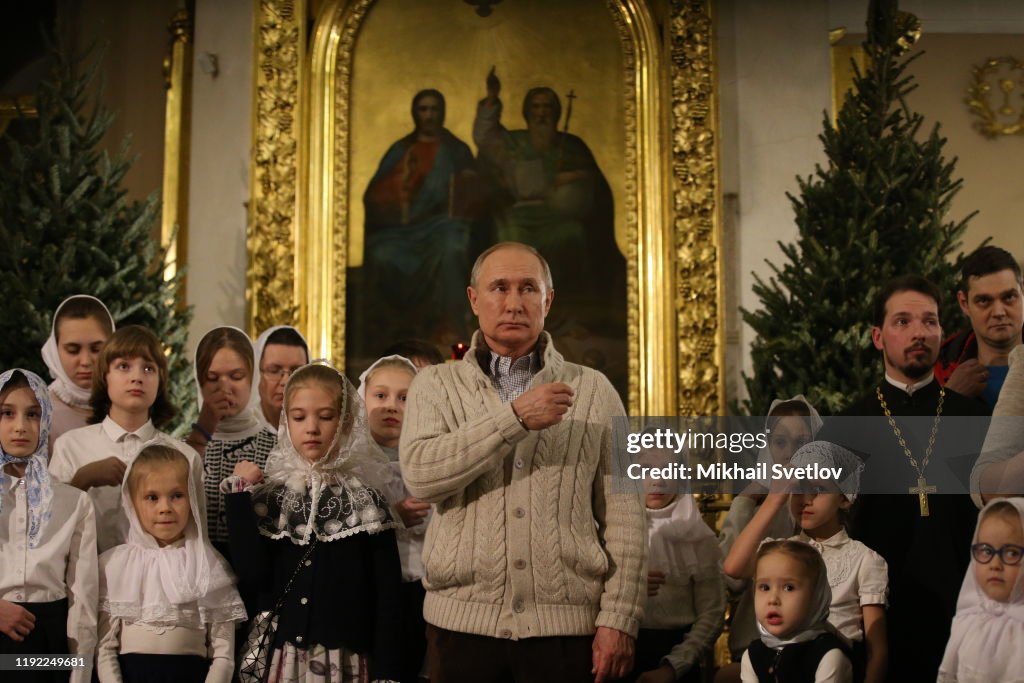 Russian President Vladimir Putin Marks the Orthodox Christmas in St. Petersburg
