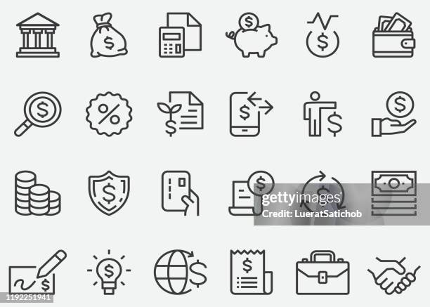 finance money business line icons - cash receipt stock illustrations